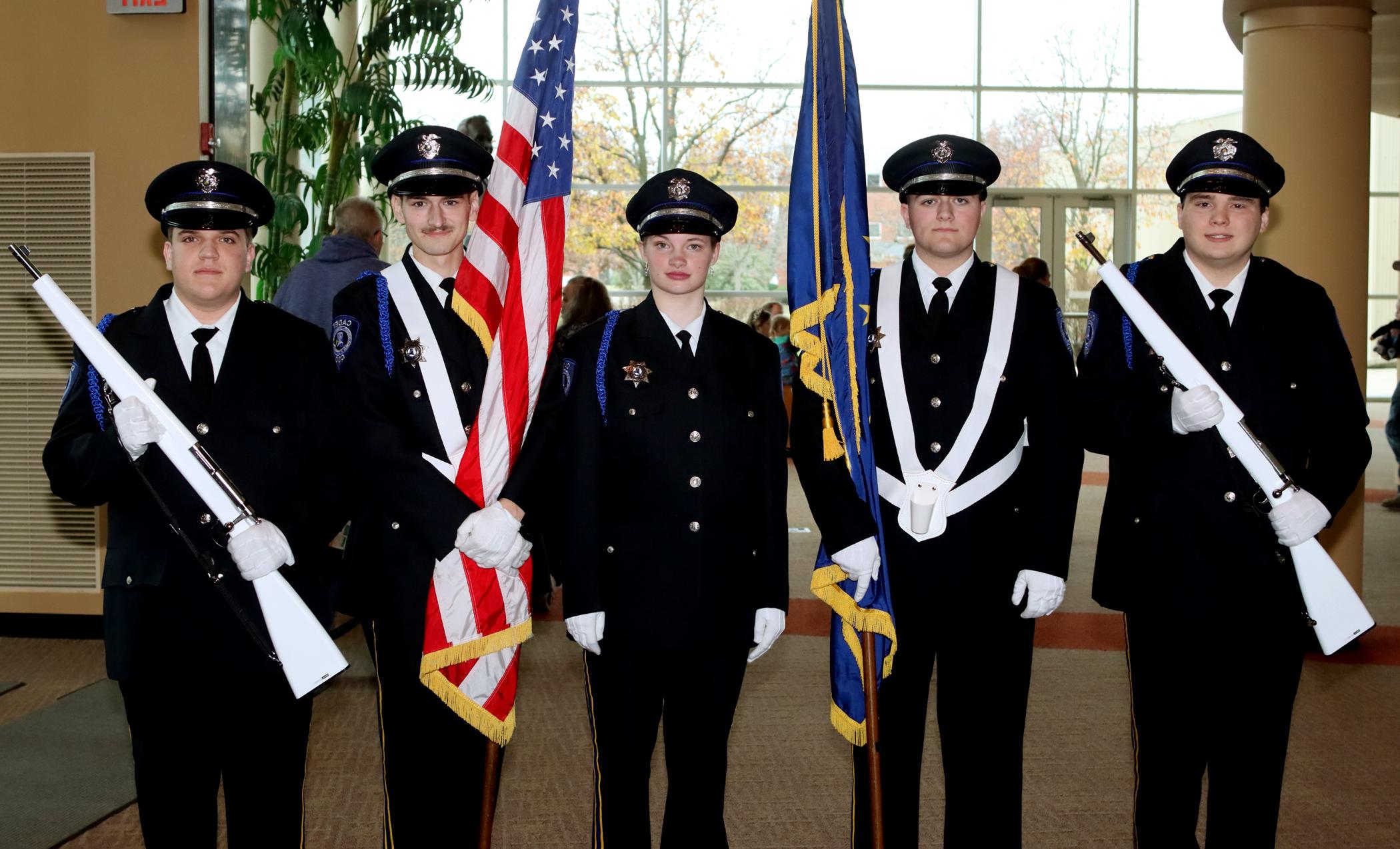 Cadet corps members standing together for a photo